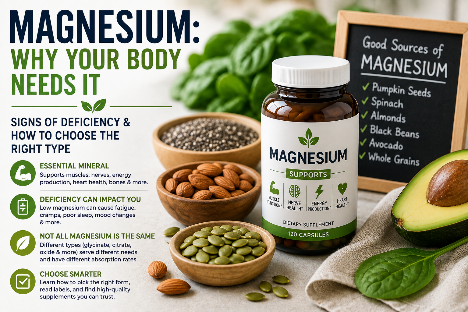 Magnesium: Why Your Body Needs It, Signs You May Be Low, and How to Choose the Right Type