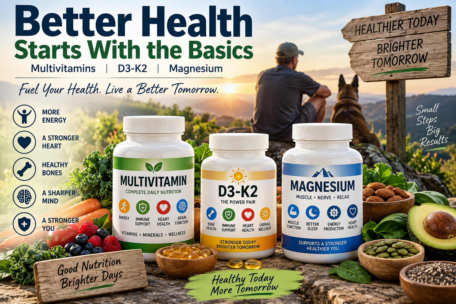 Better Health Starts With the Basics: Multivitamins, D3-K2 and Magnesium