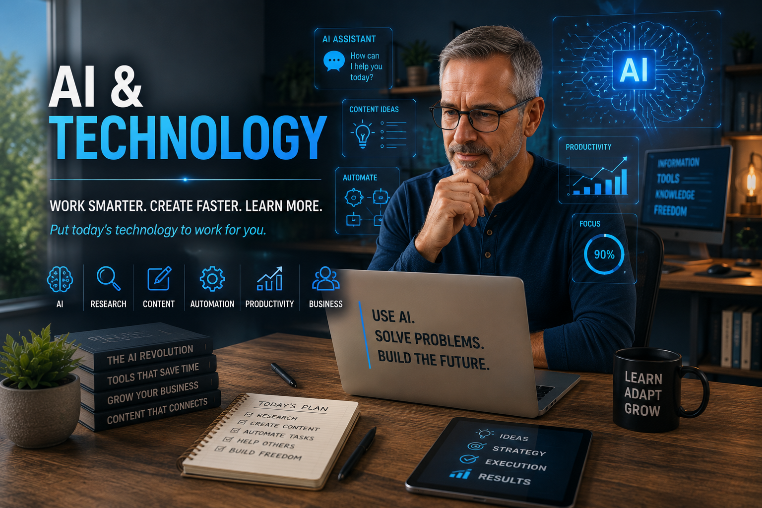 AI & TECHNOLOGY WORK SMARTER. CREATE FASTER. LEARN MORE.