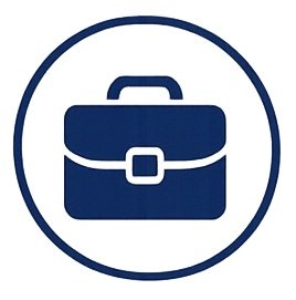 Icon of a briefcase enclosed in a circle