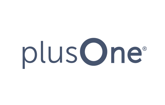 PlusOne logo with the word 'plusOne' in lowercase letters and a registered trademark symbol.