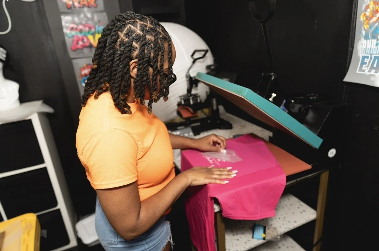 Behind the scenes at PurePress Wholesale creating 10 -shirts custom order for Creationz by Amber, a business based in South Carolina. 