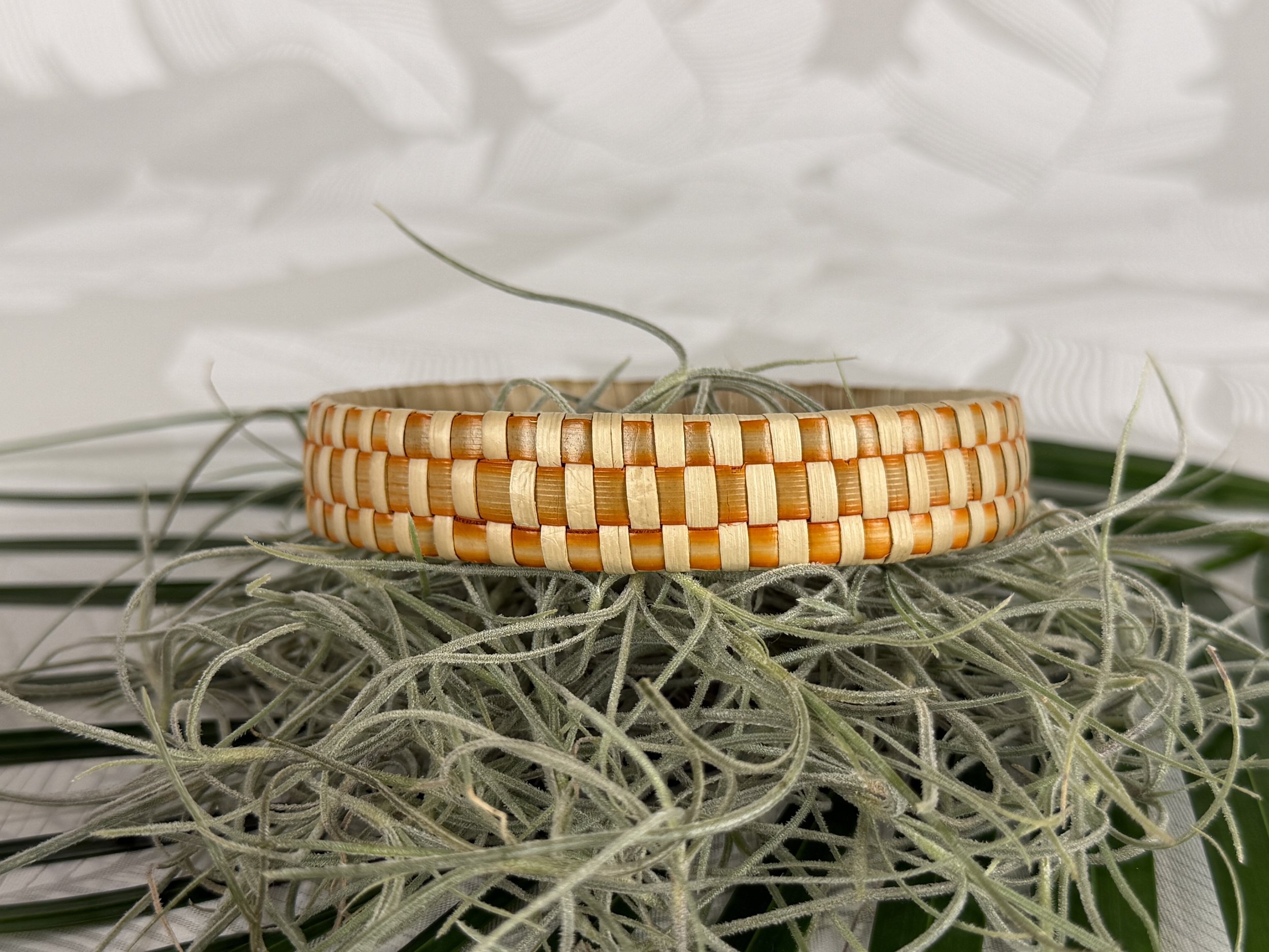 9¾ Orange Check Lauhala Bracelet