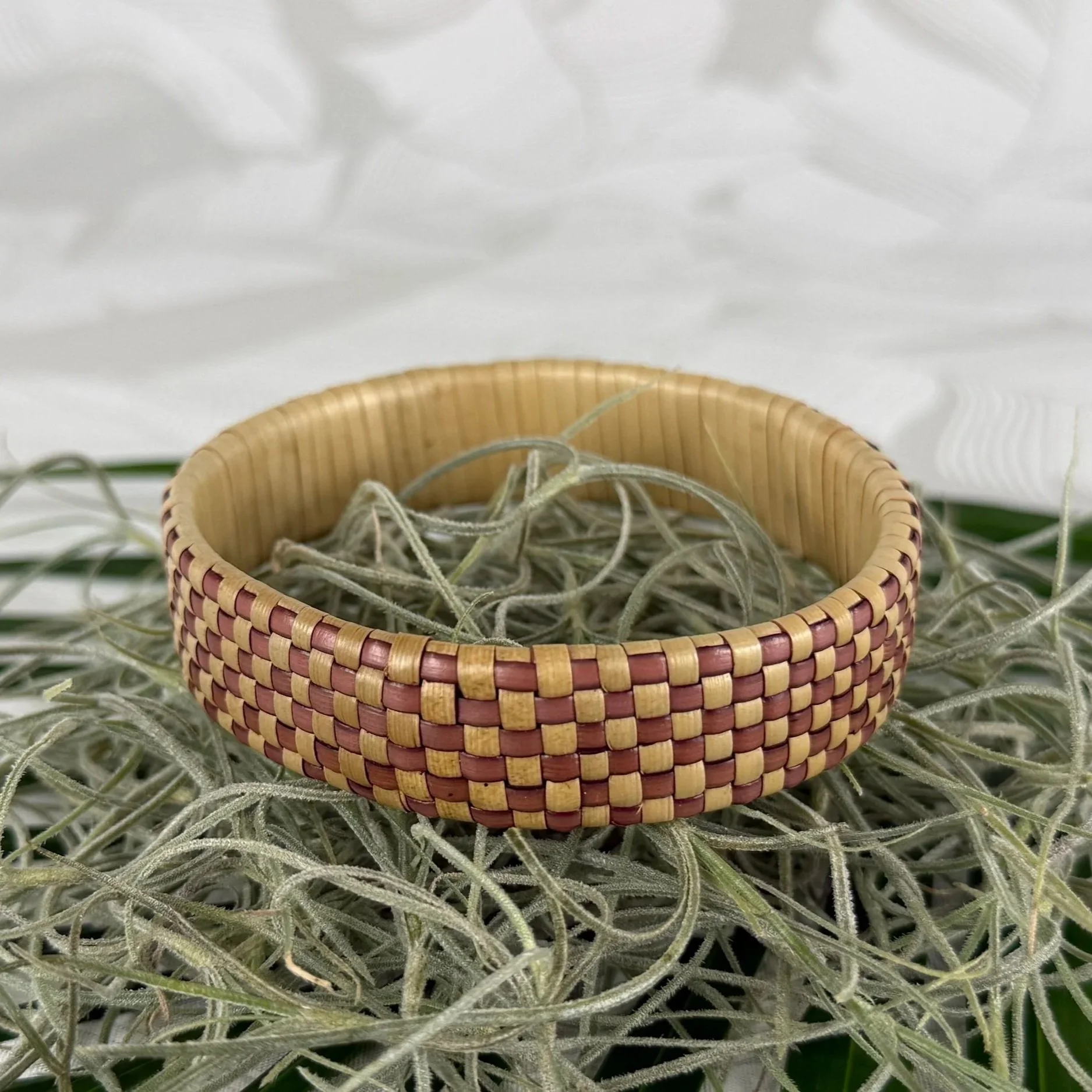 8⅛ Burgundy Check Lauhala Bracelet