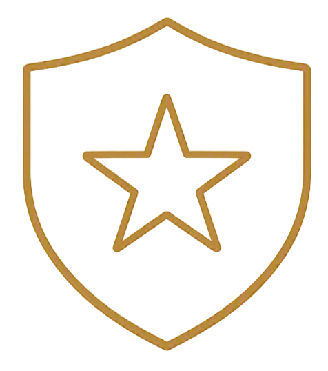 Gold shield with a gold star in the center.