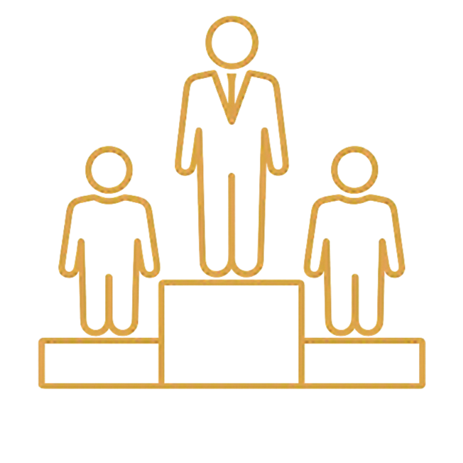 Podium with three figure outlines on a winner's stand