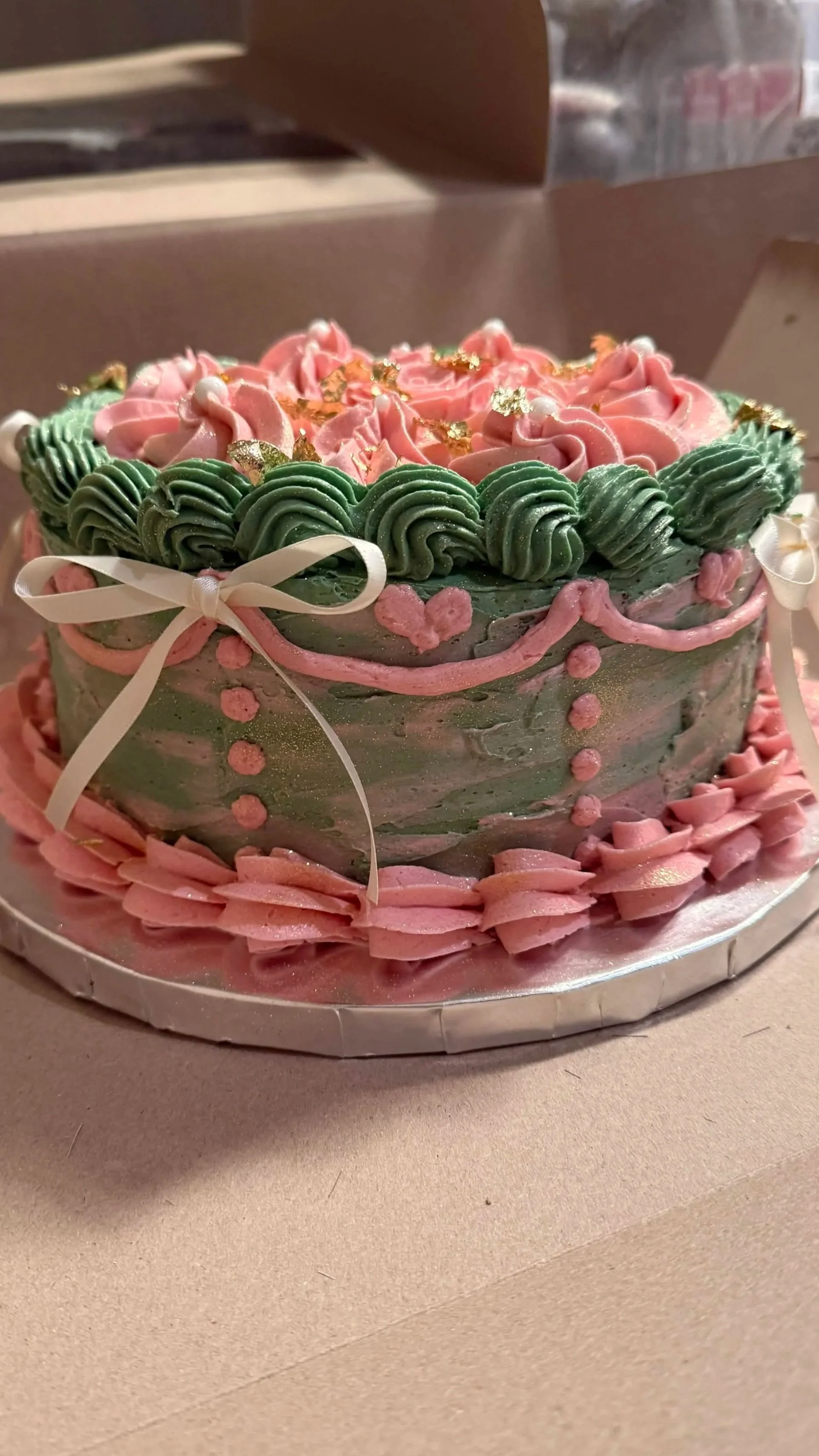 Spring pastel vintage style birthday cake