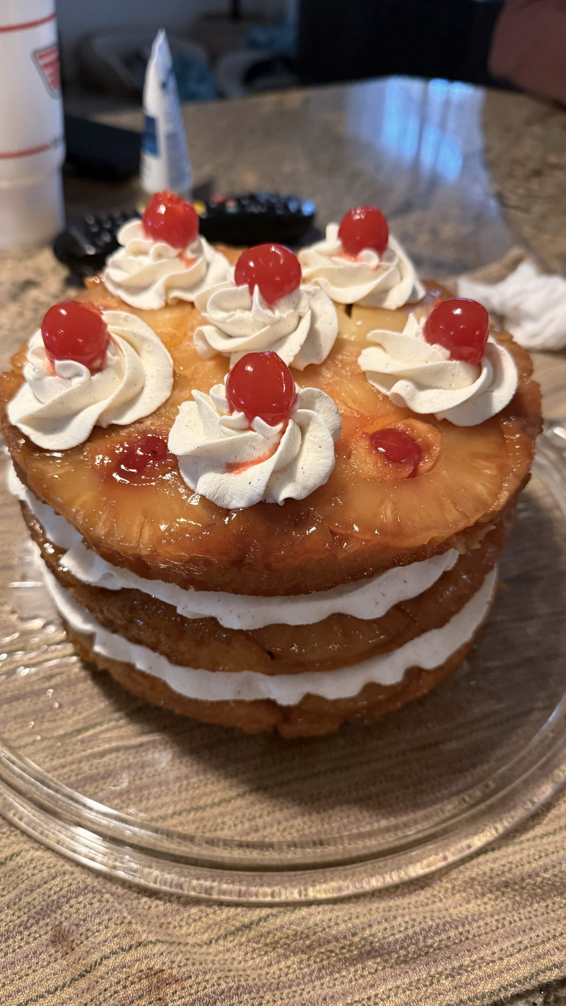 Pineapple upside down layered birthday cake