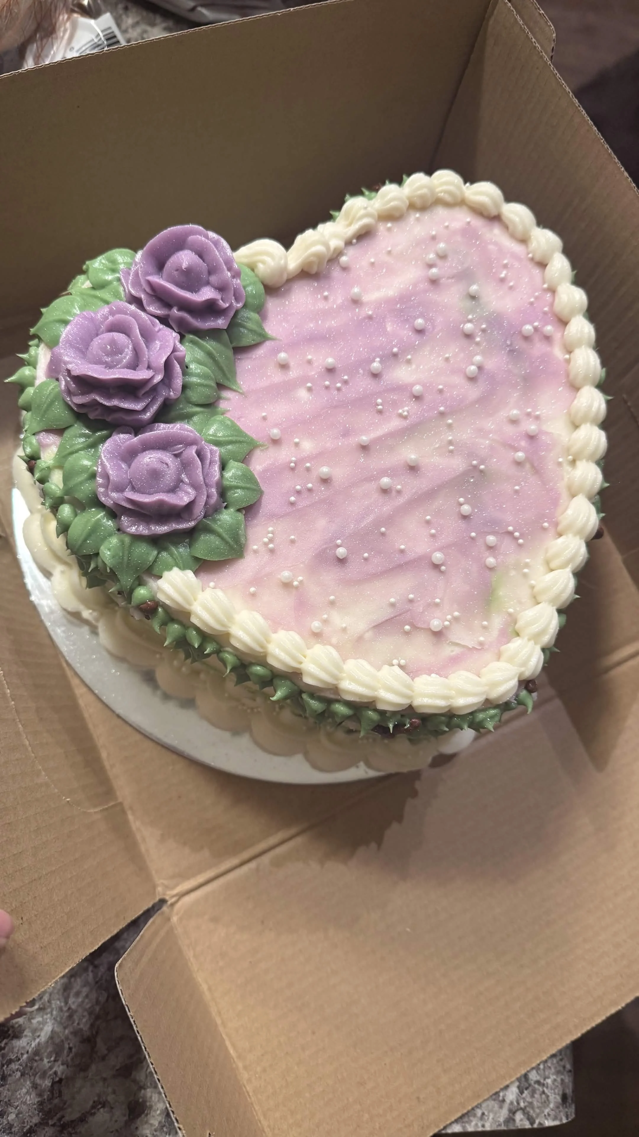 Monet watercolor style sweetheart wedding cake