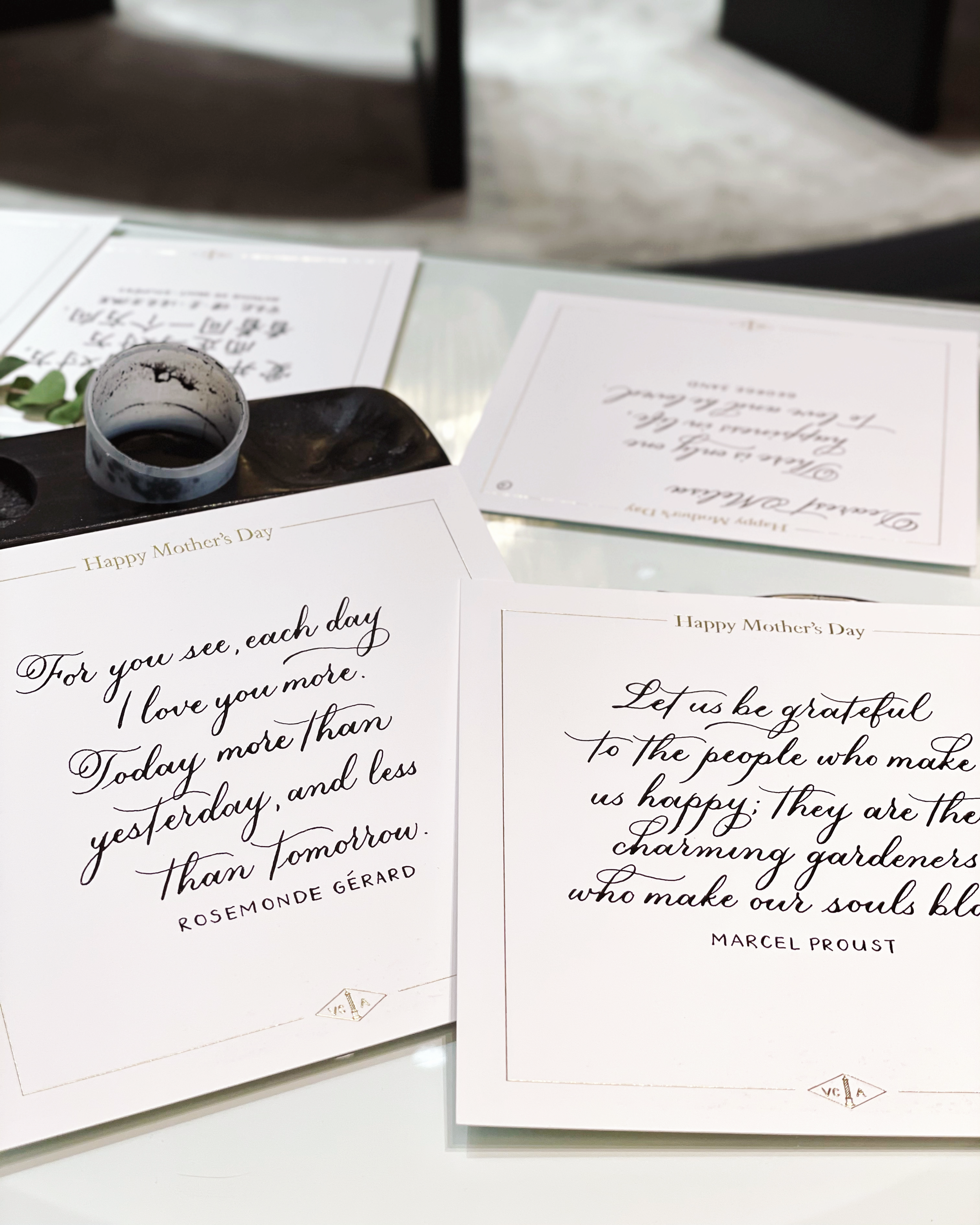 Live Calligraphy on Branded Collateral for Van Cleef & Arpels In-Store Mother's Day Activation, Singapore