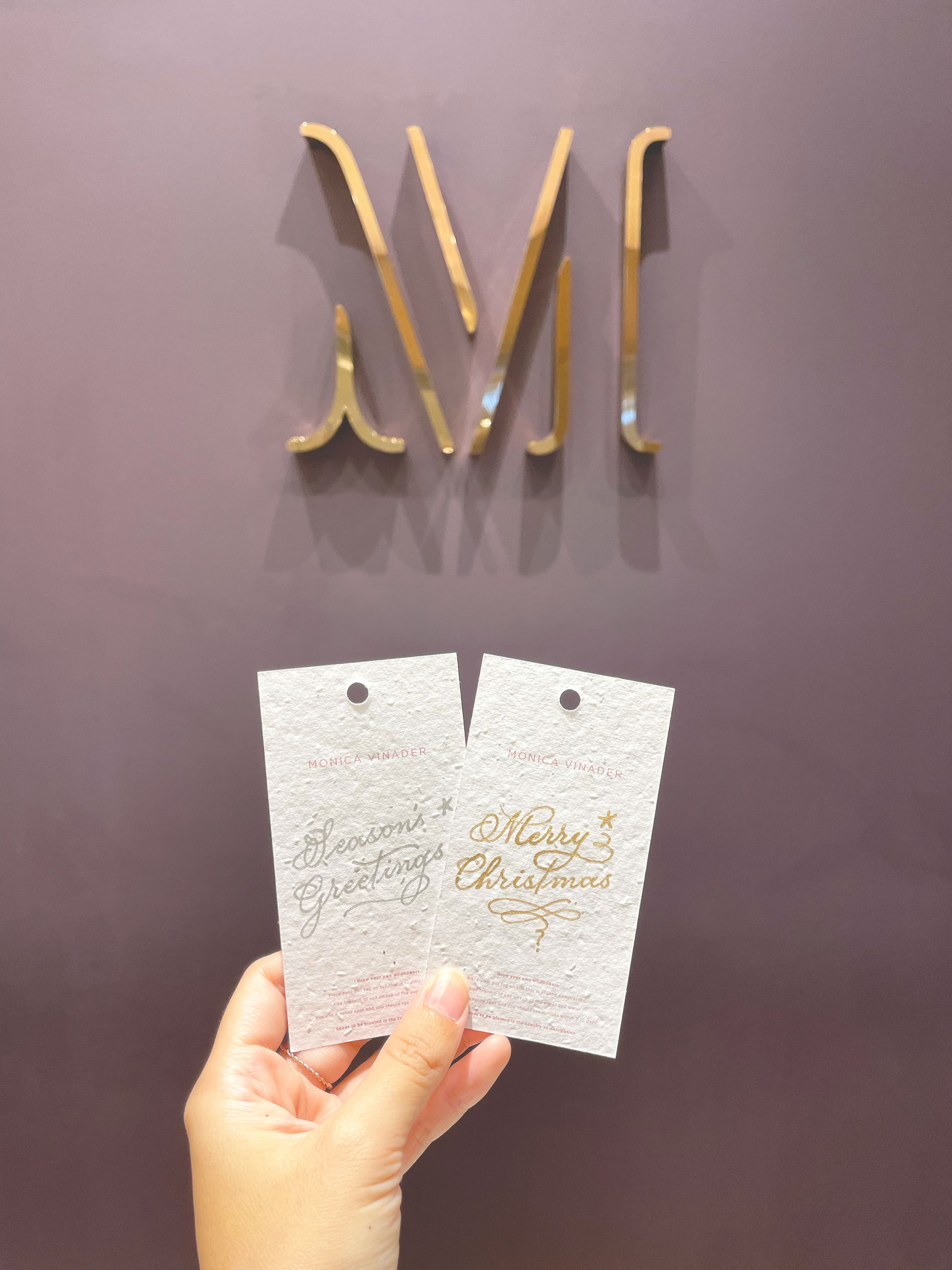 Live Calligraphy on Branded Collateral for Monica Vinader In-Store Christmas Activation, Singapore