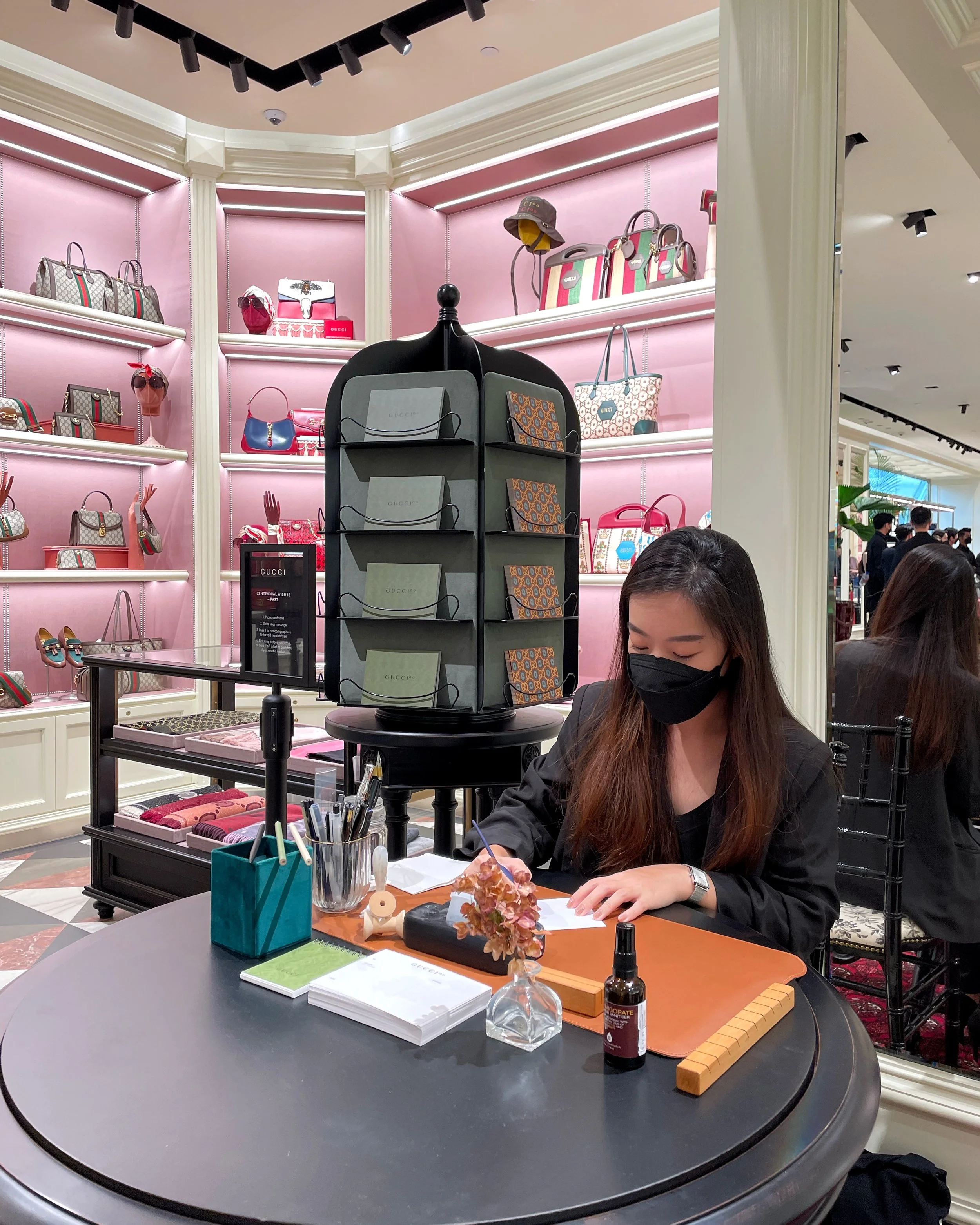 Live Calligraphy on Branded Collateral for Gucci In-Store Opening at Marina Bay Sands, Singapore