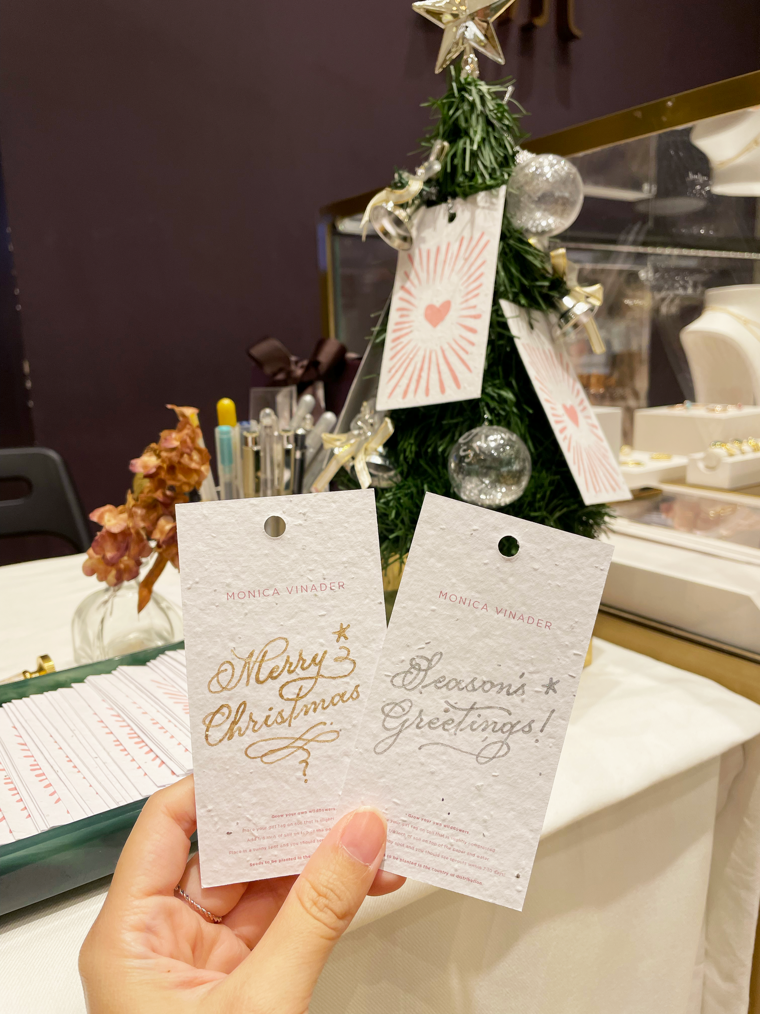 Live Calligraphy on Branded Collateral for Monica Vinader In-Store Christmas Activation, Singapore