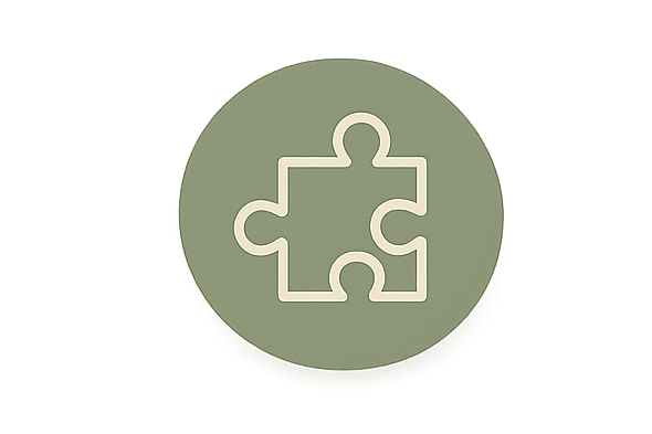 A puzzle piece icon inside a circular background, representing problem-solving or autism awareness.
