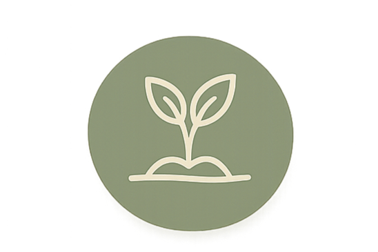 Icon of a sprouting plant inside a circle with a green background.
