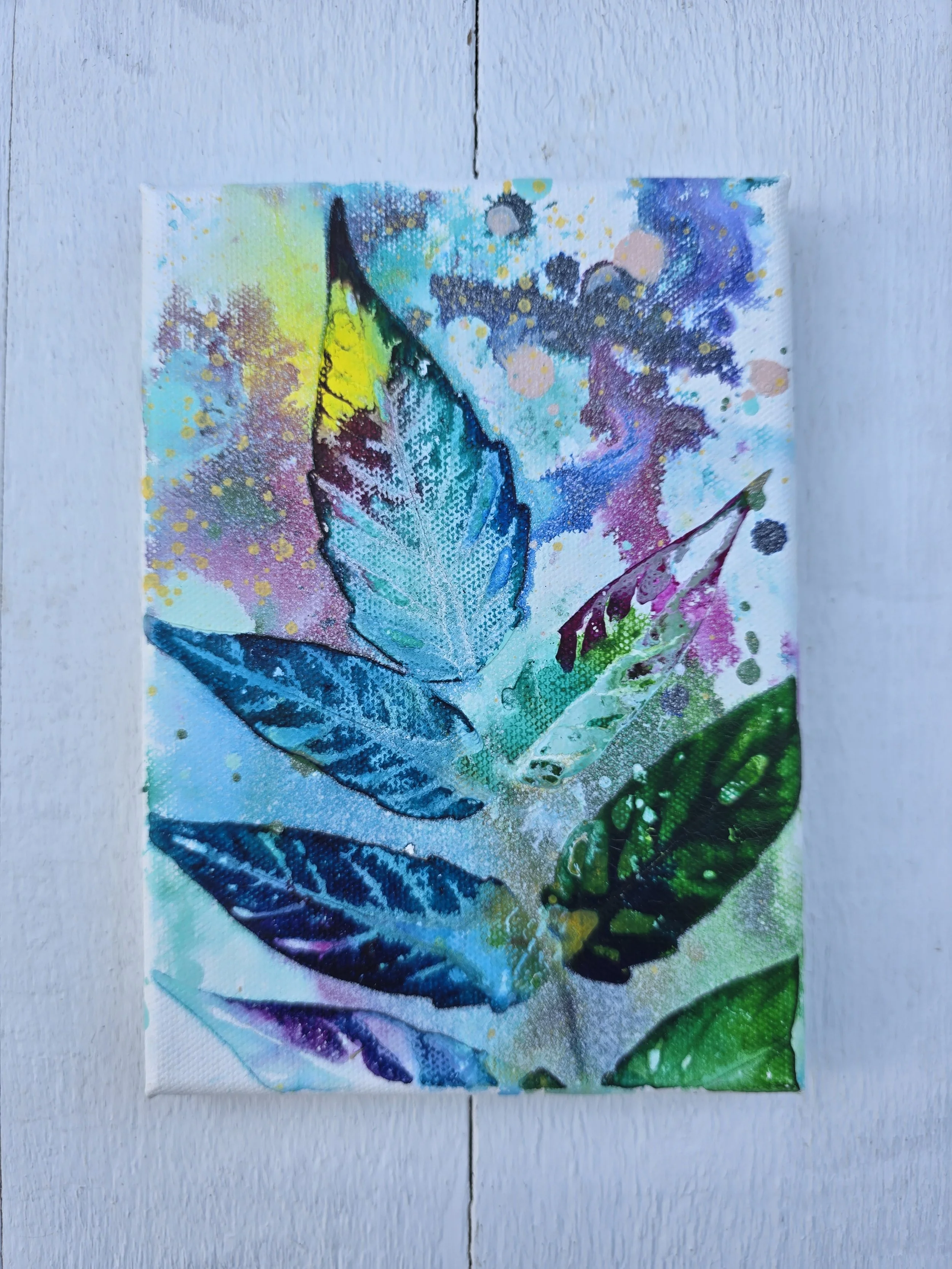 Aqua Yellow Green (2025 Pure Leaf Collection)
• Dimensions: 5" x 7" Original Print
• Medium: Genuine organic leaf print on premium stretched canvas.
• Price: $18.86 (Includes California Sales Tax)
About the Artwork:
Part of the minimalist Pure Leaf C