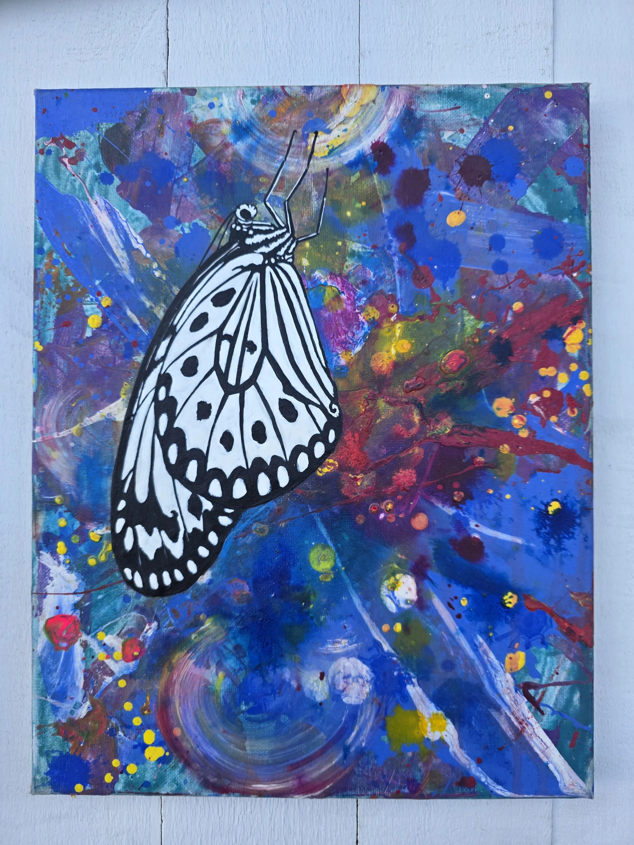 Black and White Butterfly (2023 Signature Collection)
• Dimensions: 11” x 14” Premium Original Acrylic Painting
• Medium: Premium acrylic on stretched canvas.
• Price: $165.94 (Includes California Sales Tax)
About the Artwork:
An elegant highlight of