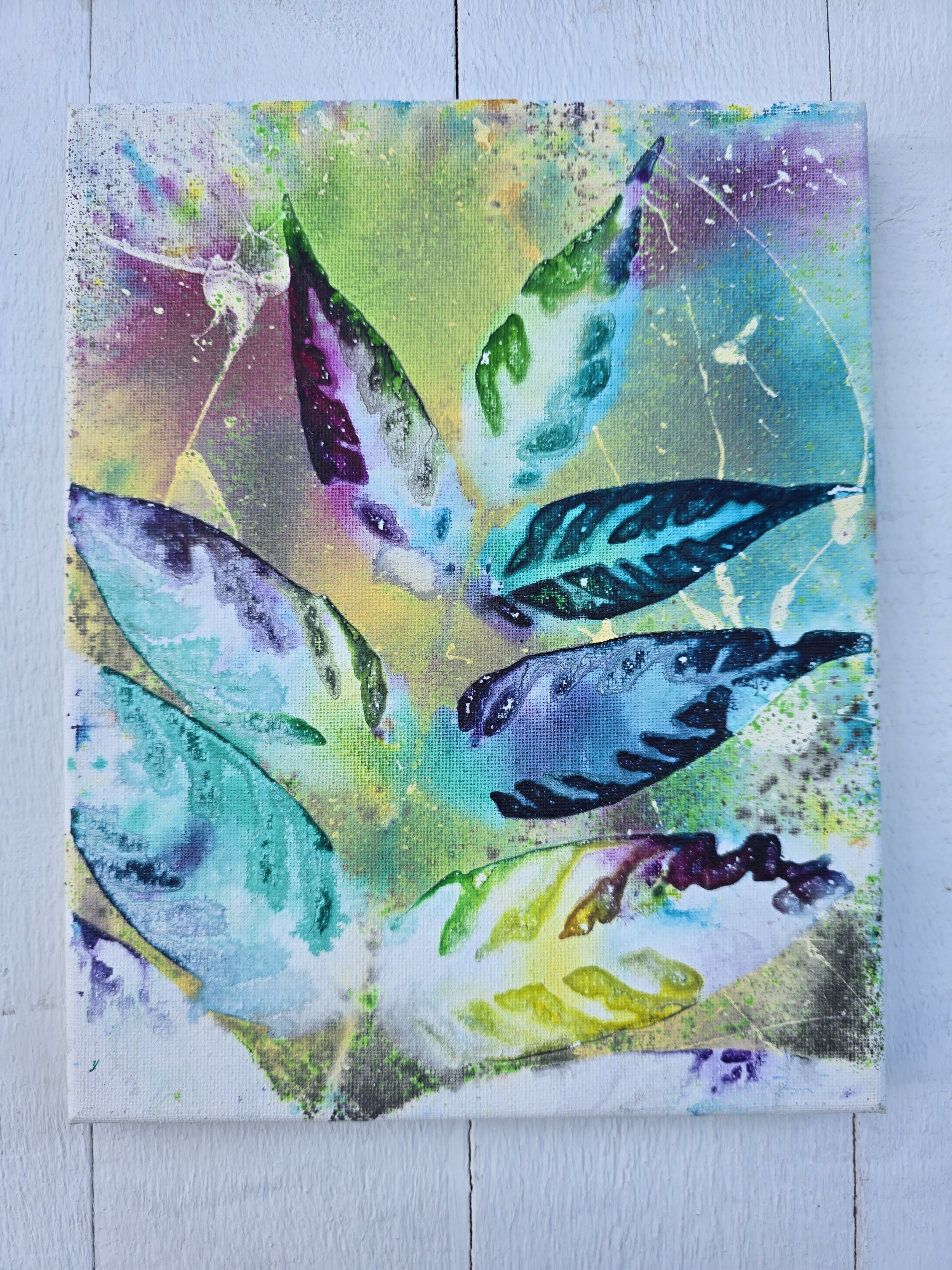 Lime Teal Leaves (2025 Pure Leaf Collection)
• Dimensions: 8” x 10” Original Print
• Medium: Genuine organic leaf print on premium stretched canvas.
• Price: $43.10 (Includes California Sales Tax)
About the Artwork:
Part of the minimalist Pure Leaf C