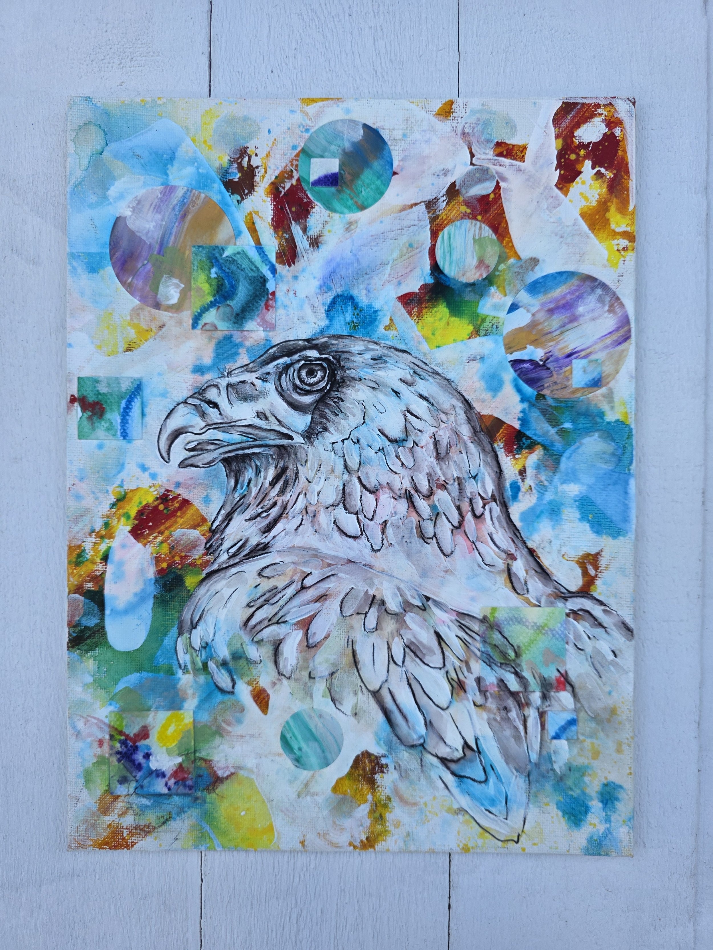 Zoo Eagle (2026 The Signature Collection)
• Dimensions: 9” x 12” Premium Original Mixed Media
• Medium: Mixed media painting with representational acrylic layering on canvas panel. (Needs framing)
• Price: $116.37 (Includes California Sales Tax)
Abou