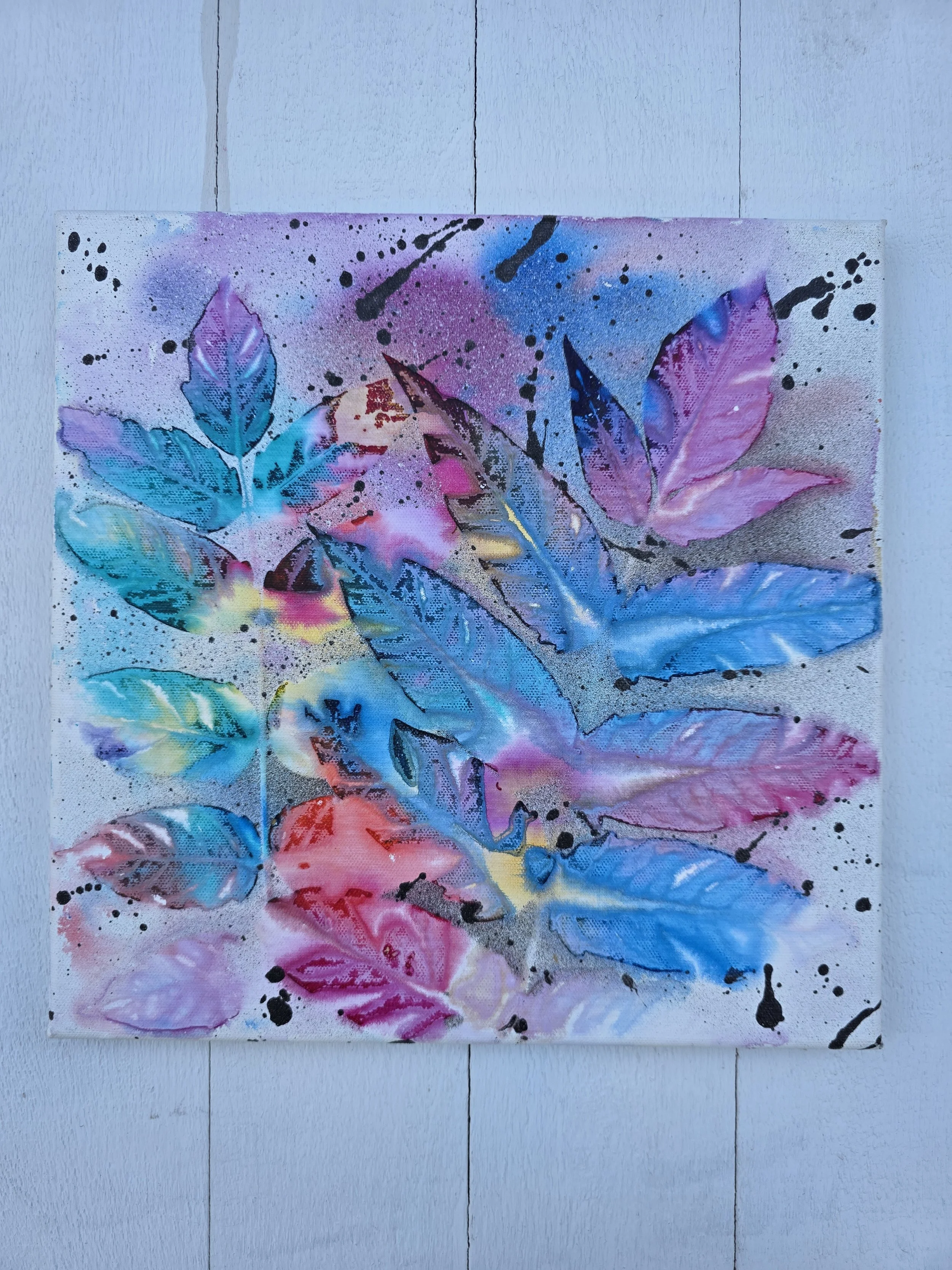 Blue and Pink (2021 Pure Leaf Collection)
• Dimensions: 12” x 12” Original Print
• Medium: Genuine organic leaf print on premium stretched canvas.
• Price: $77.58 (Includes California Sales Tax)
About the Artwork:
Part of the minimalist Pure Leaf Col