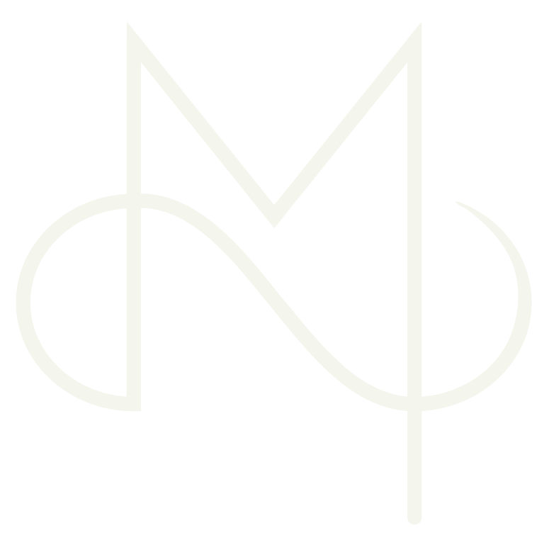 Stylized white symbol on black background combining geometric shapes and lines, resembling abstract art or logo design.