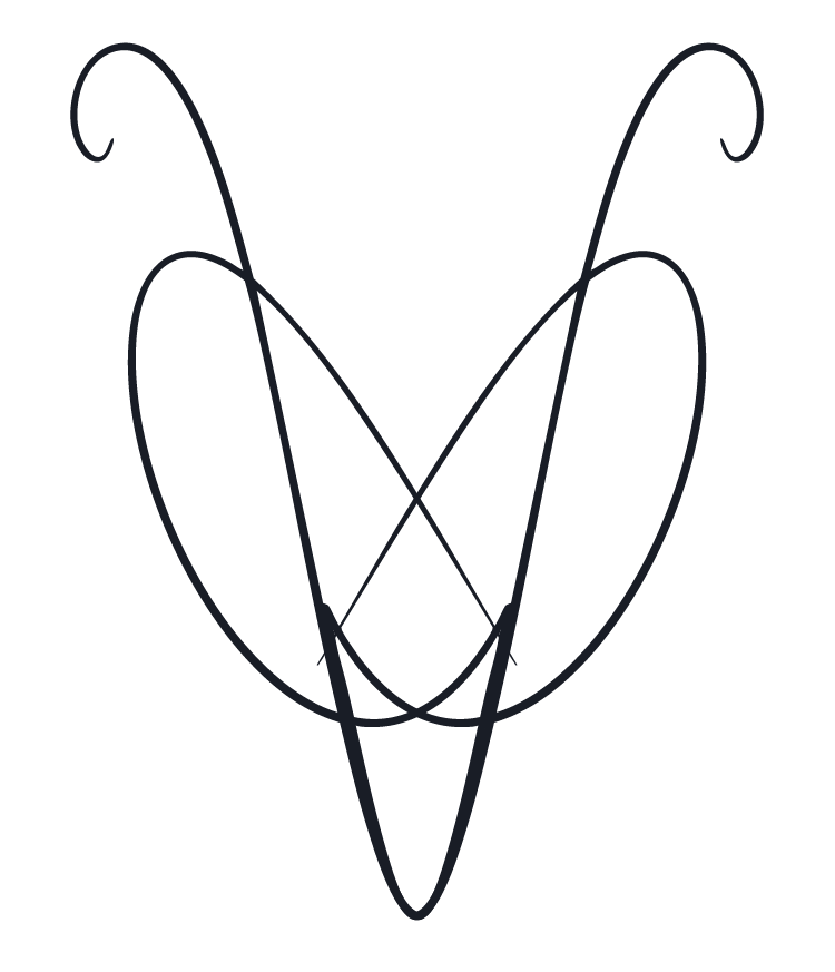 Airyscreativeworks logo with symmetrical, swirling lines forming a heart shape with elongated loops.
