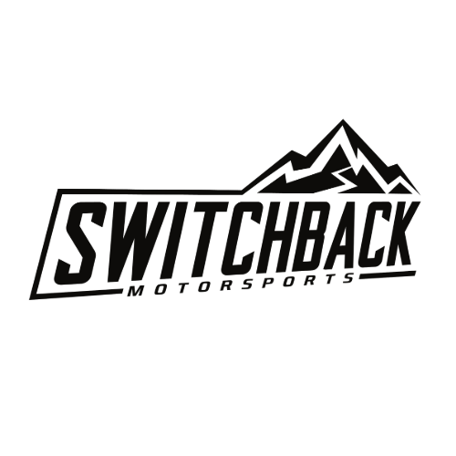 Switchback Motorsports logo with mountain graphic in black and white.