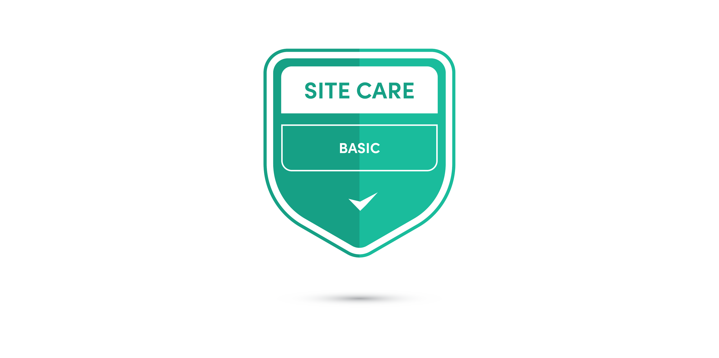 Traffic sign shaped like a shield with a green background, displaying the words 'SITE CARE' and 'BASIC'.