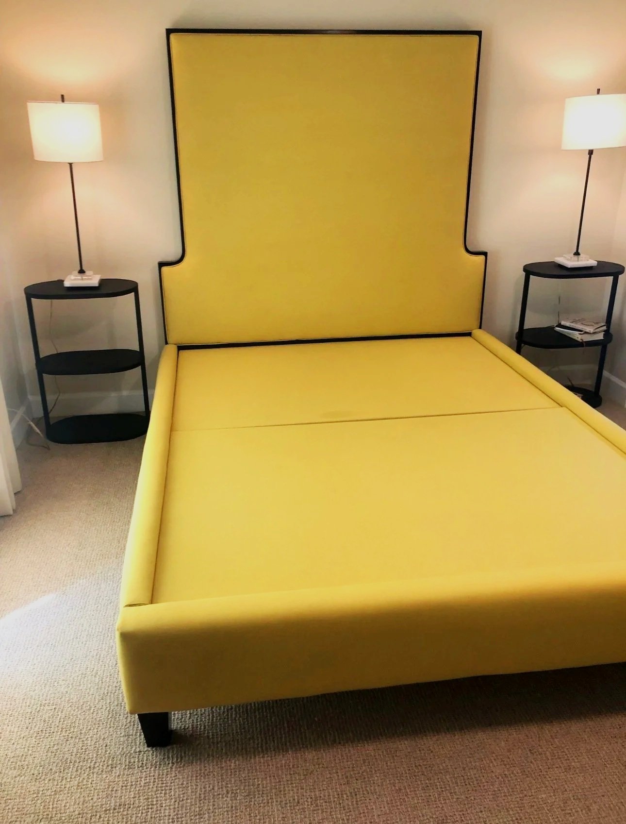 Custom upholstered bed frame and headboard
