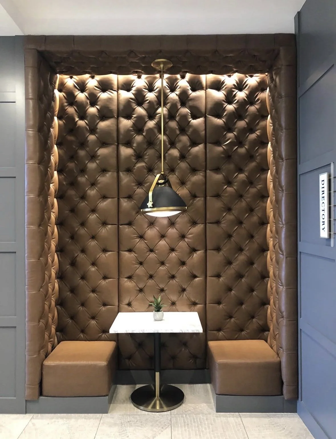 Custom leather restaurant booth seating by Furniture Design Solution