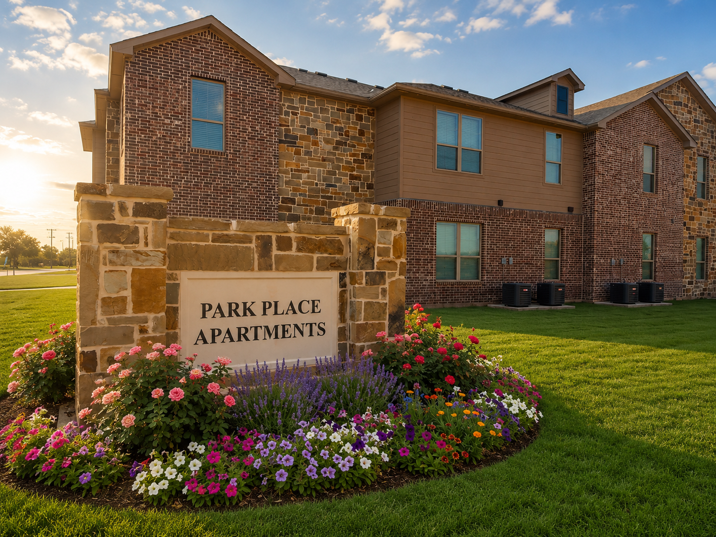 Park Place Apartments in Ponder, Tx | Modern, new build, pet-friendly, 1, 2, & 3 bedroom apartments. Appliances included. Move-in ready.