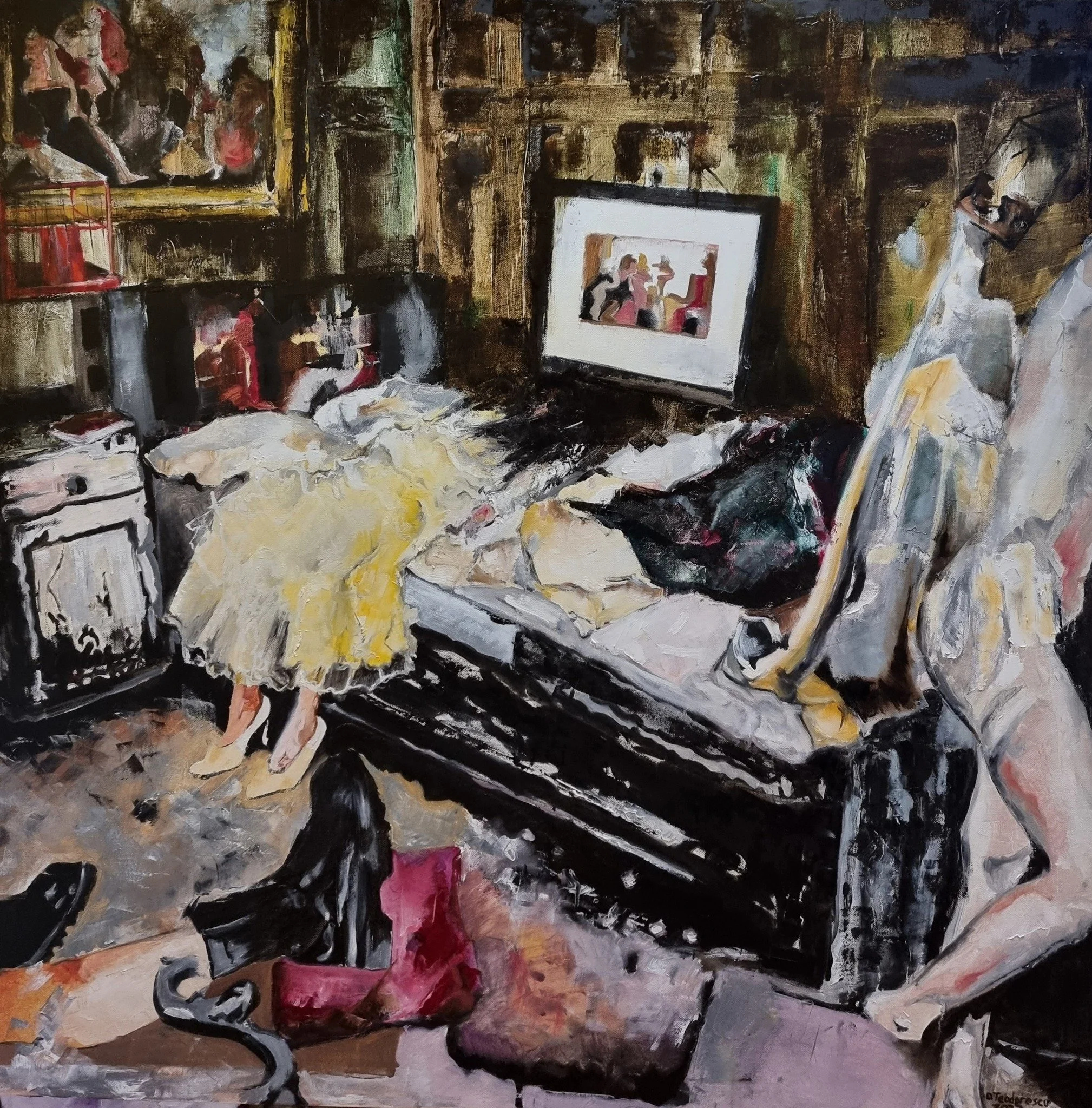 Dennis Teodorescu, “Lost identities”  2023, oil on canvas, 100×100 cm