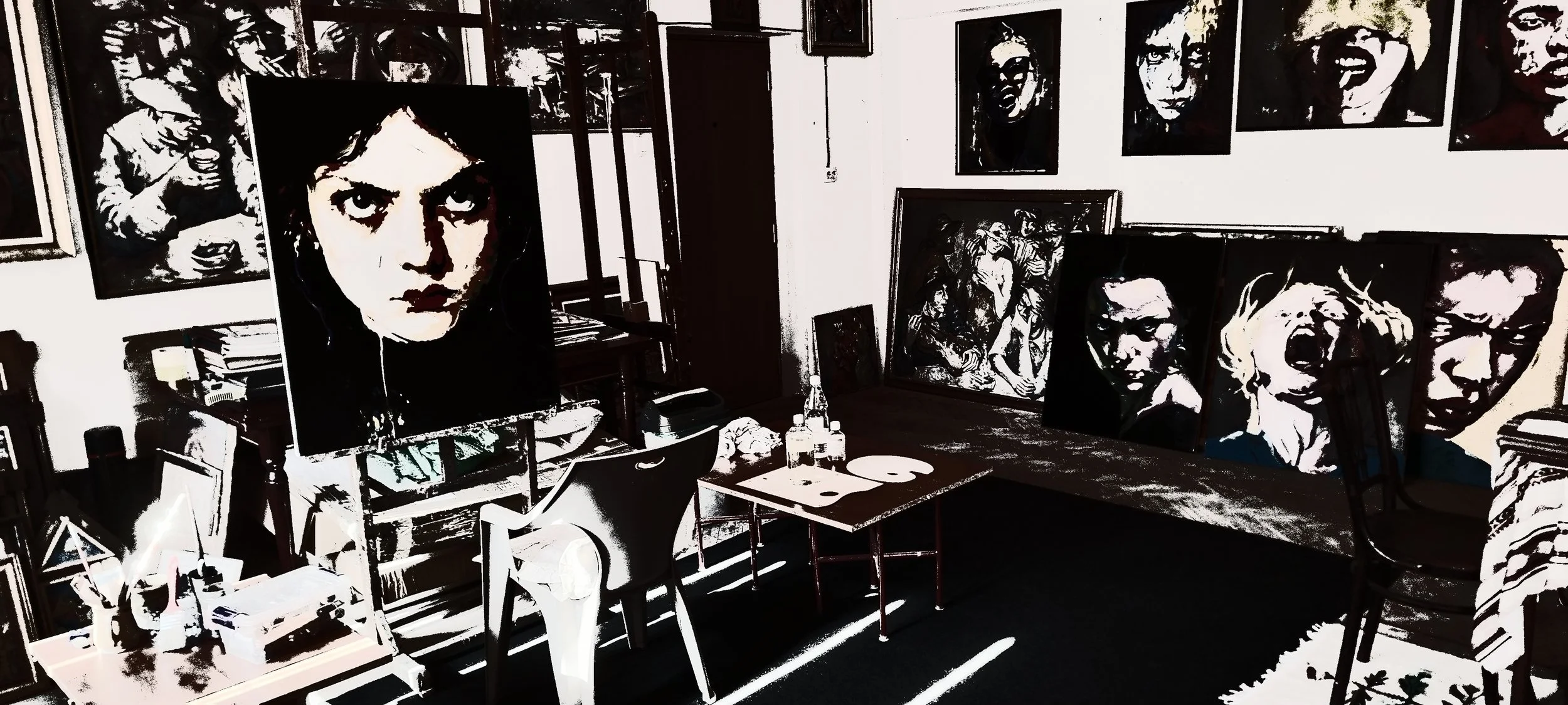 The art studio of painter Dennis Teodorescu.