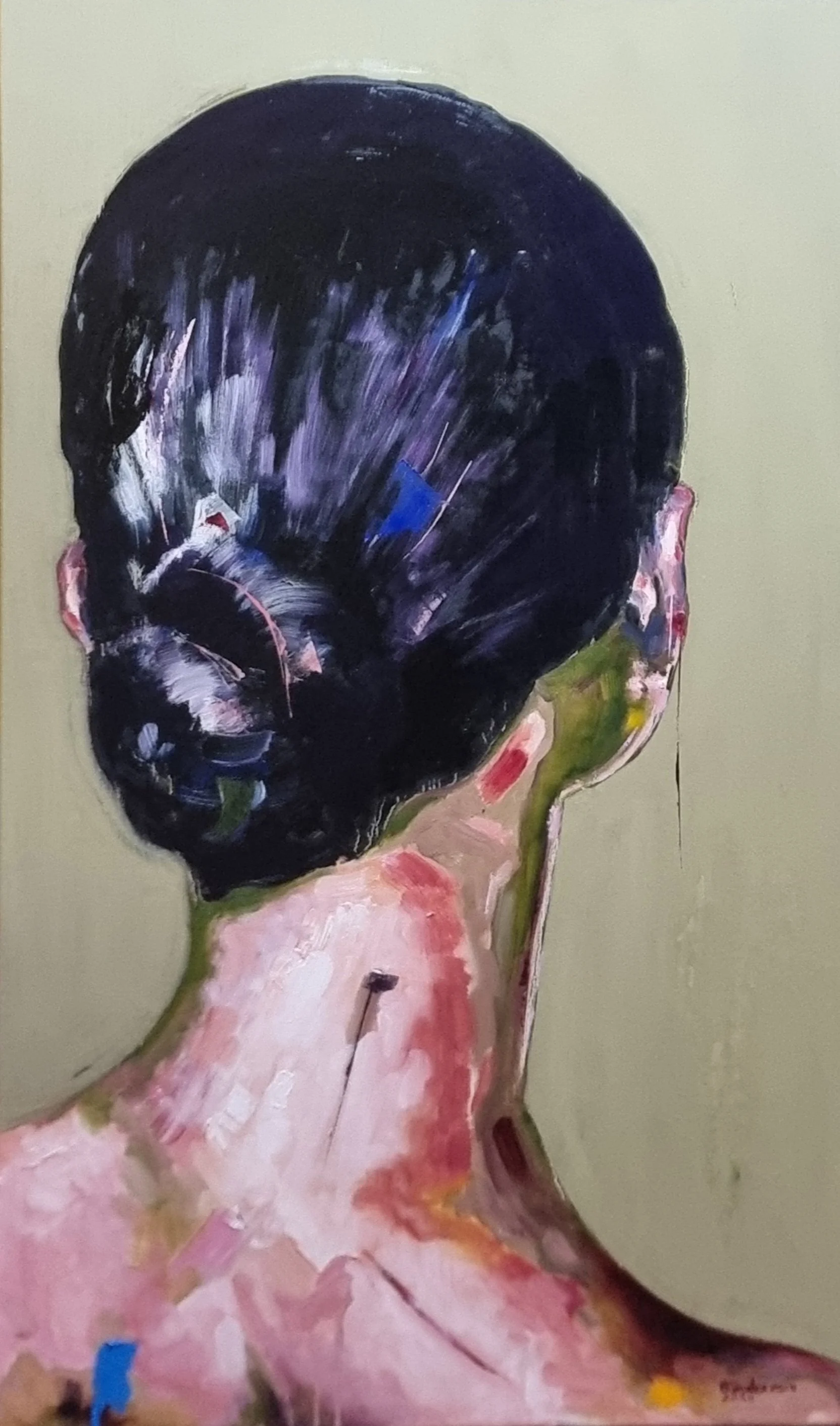 Dennis Teodorescu, "Who are you?"  2026, Oil on canvas, 100×60 cm
