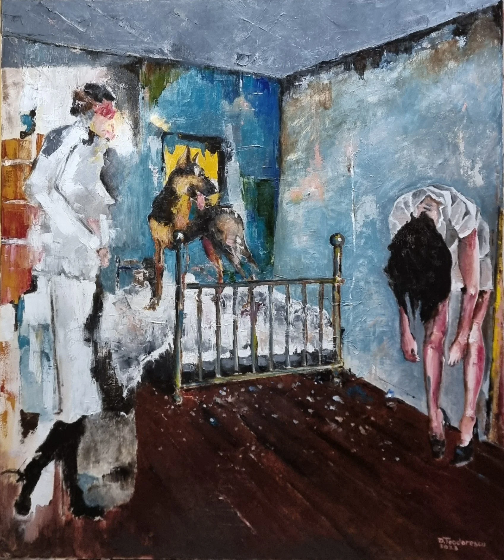 Dennis Teodorescu, “Delirium”  2023, oil on canvas, 100×90 cm