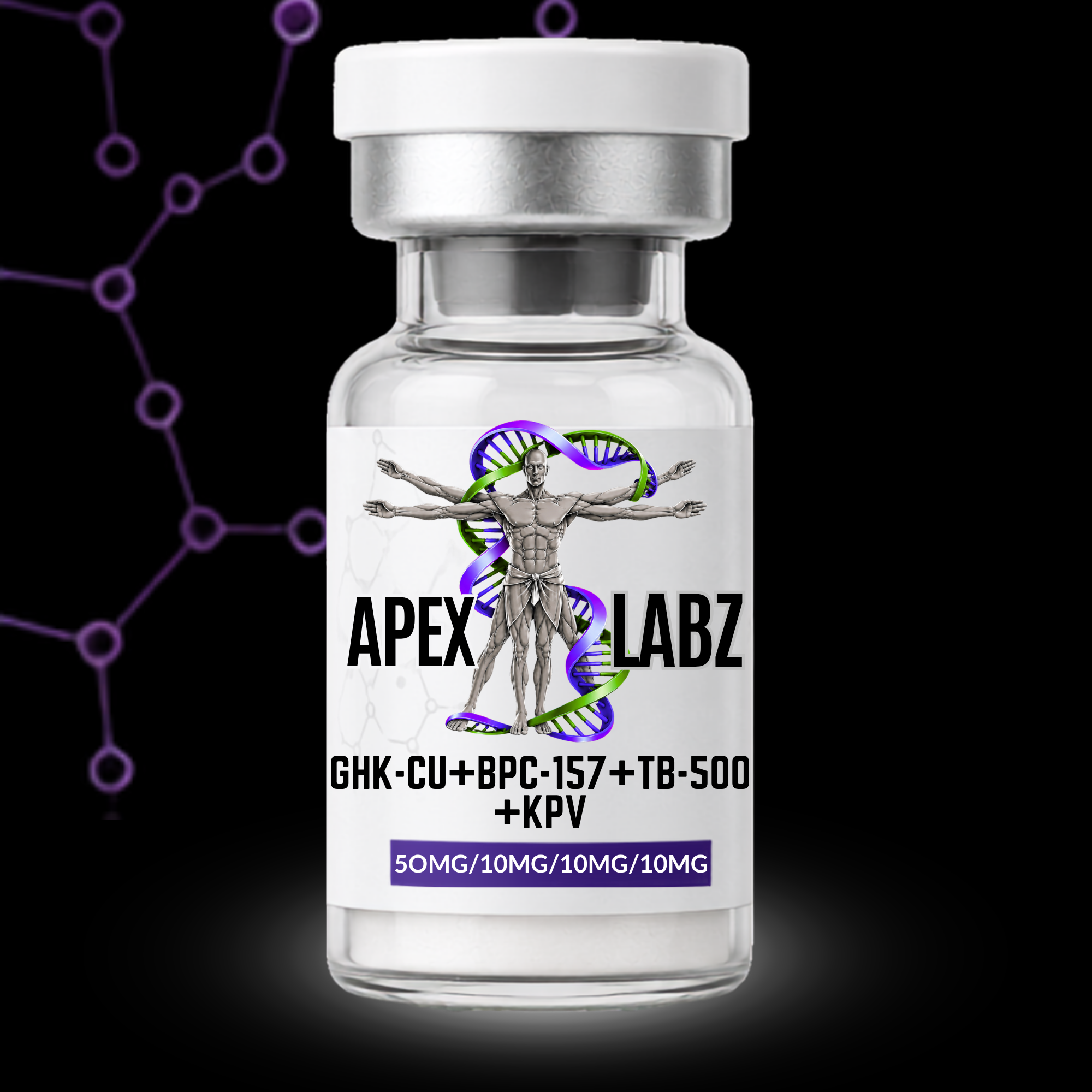 GHK-Cu + BPC-157  + TB-500 + KPV 50 MG/10 MG/10 MG/10 MG