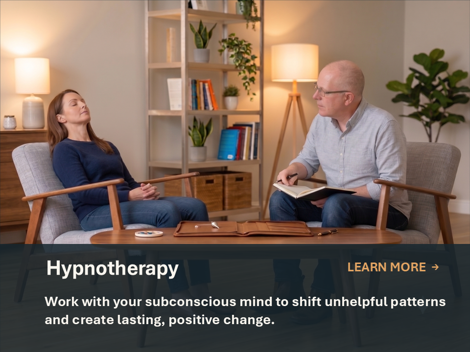 Sammy Brown with a client during a hypnotherapy session