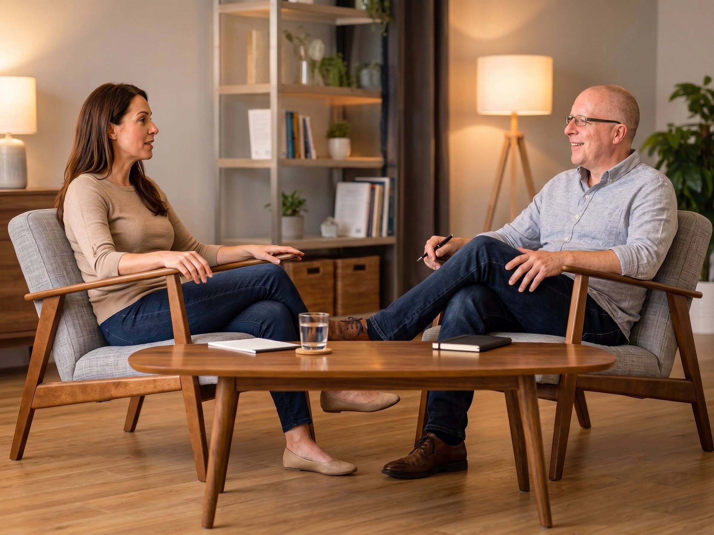 Sammy Brown in conversation with a coaching client