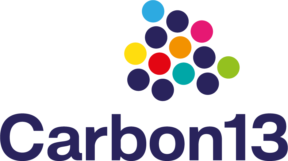 Logo with colorful circles above the word "Carbon3" in dark blue text.