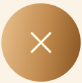 Gold circular button with white 'X' in the center