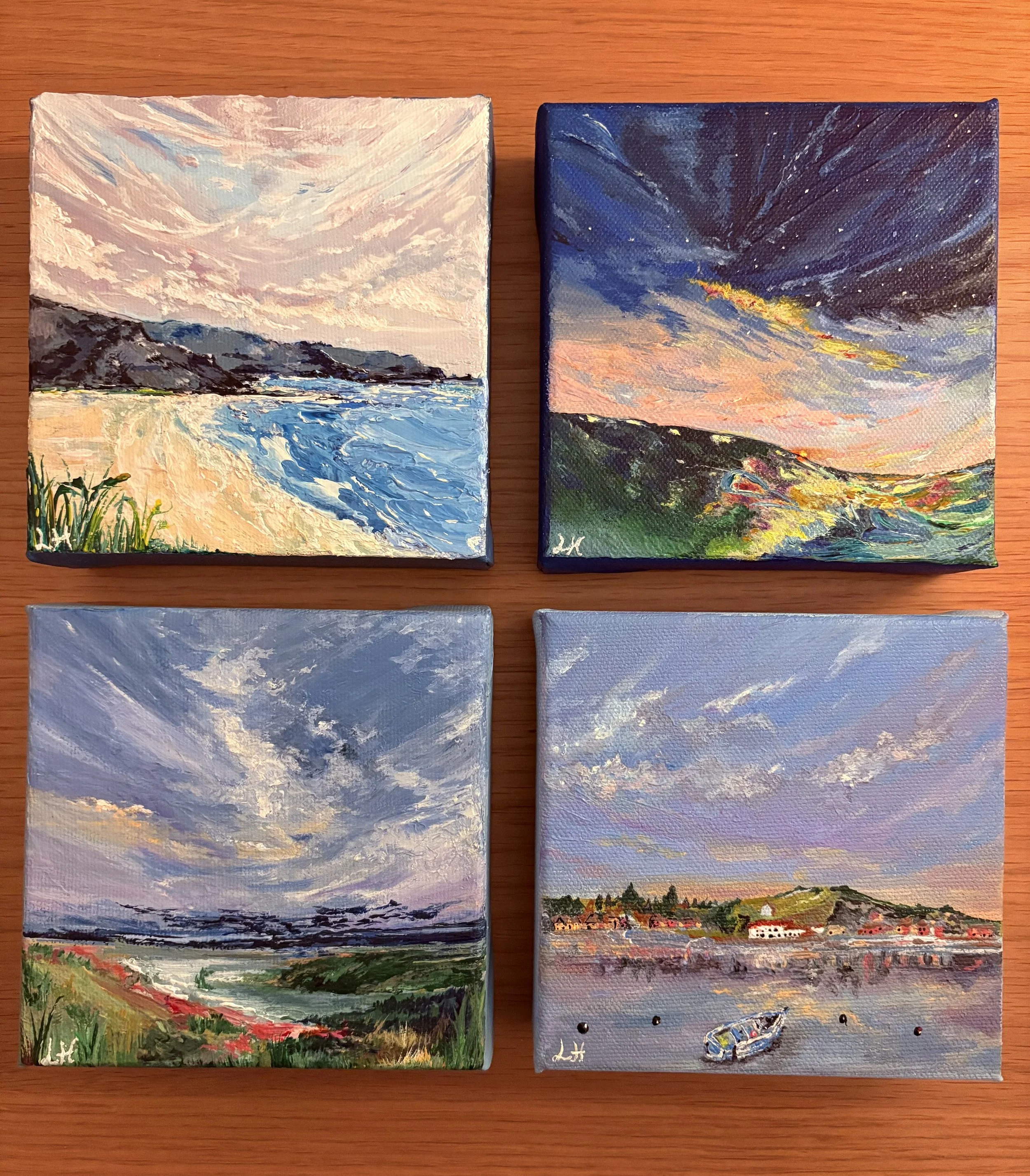 Acrylic on 5 x 5 inch Deep Edge Stretched Canvas