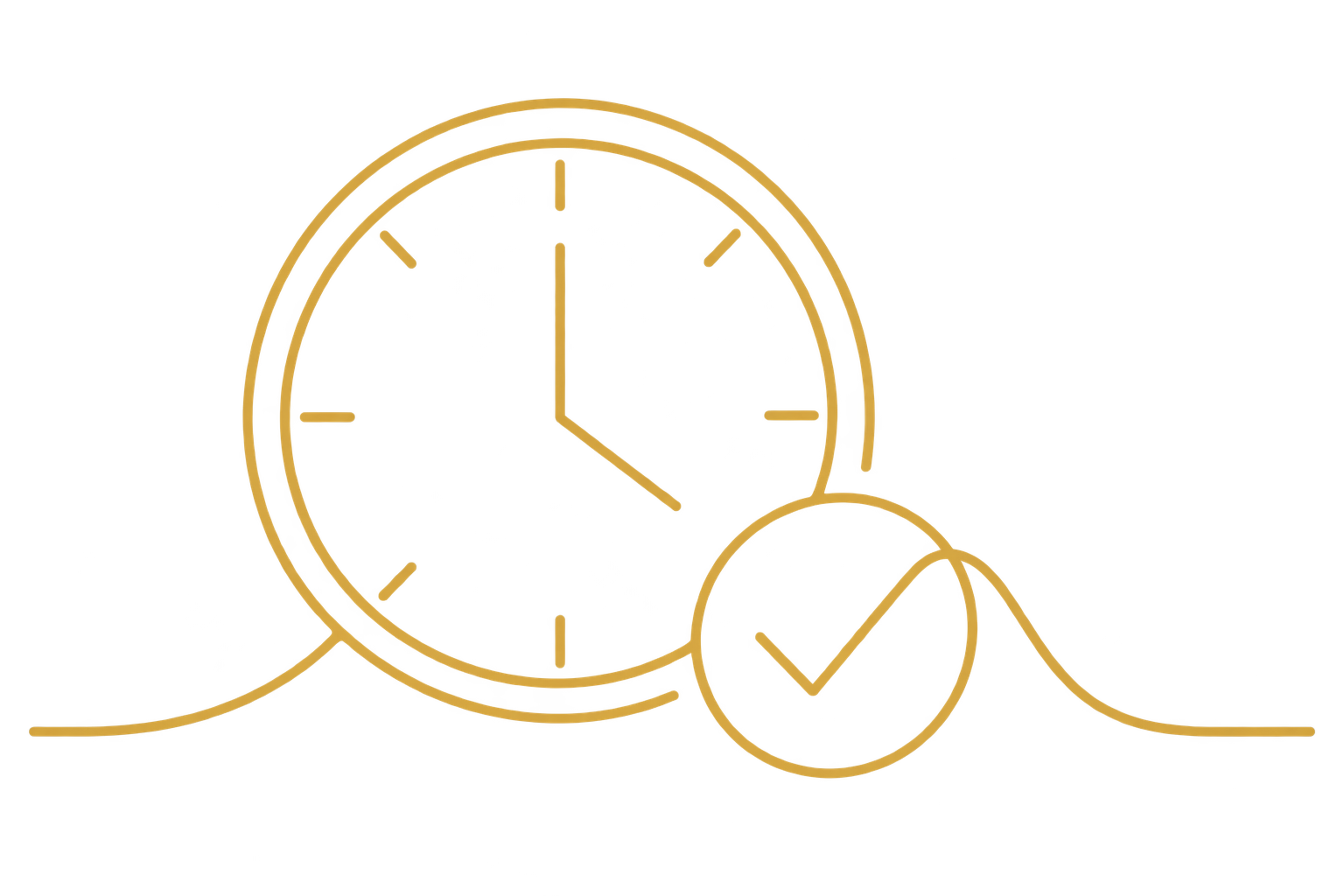 Line-art icon representing the time needed to complete a task