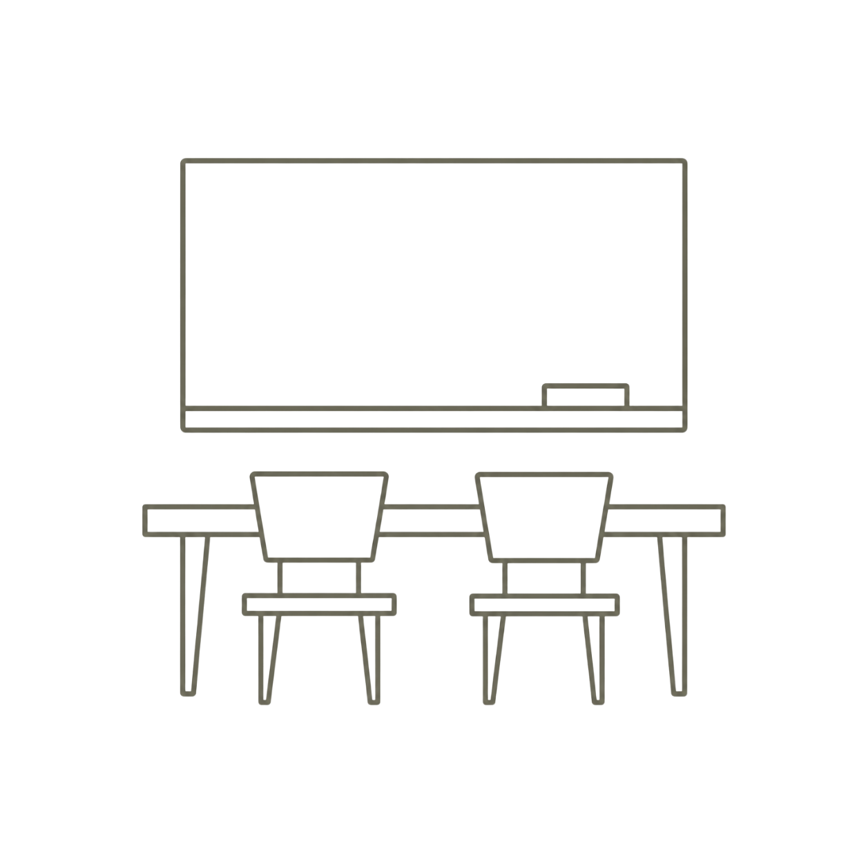 Line-art icon representing a classroom