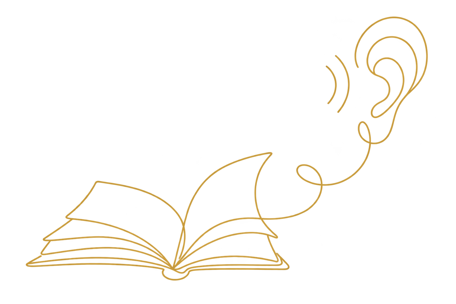 Line-art icon representing children listening to a story