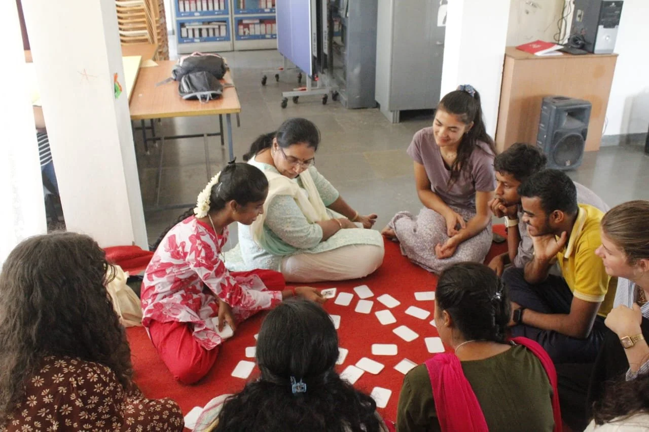 Chitra with children at Satya Special School