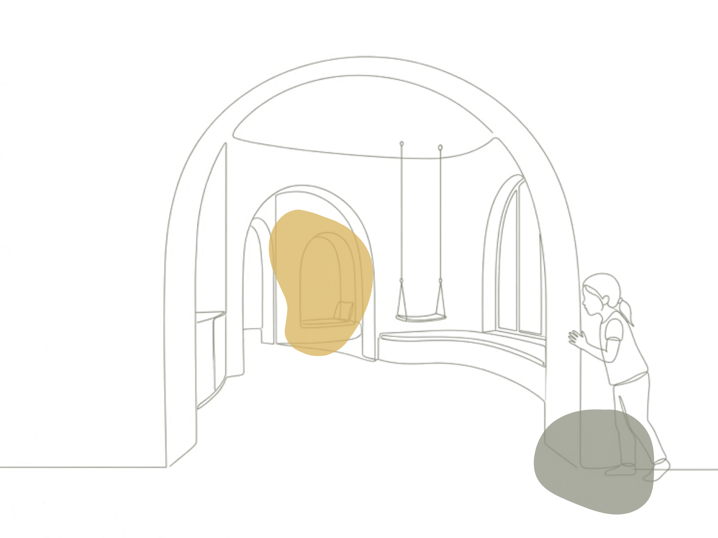 One-line drawing illustrating the Satya Aspire Center approach