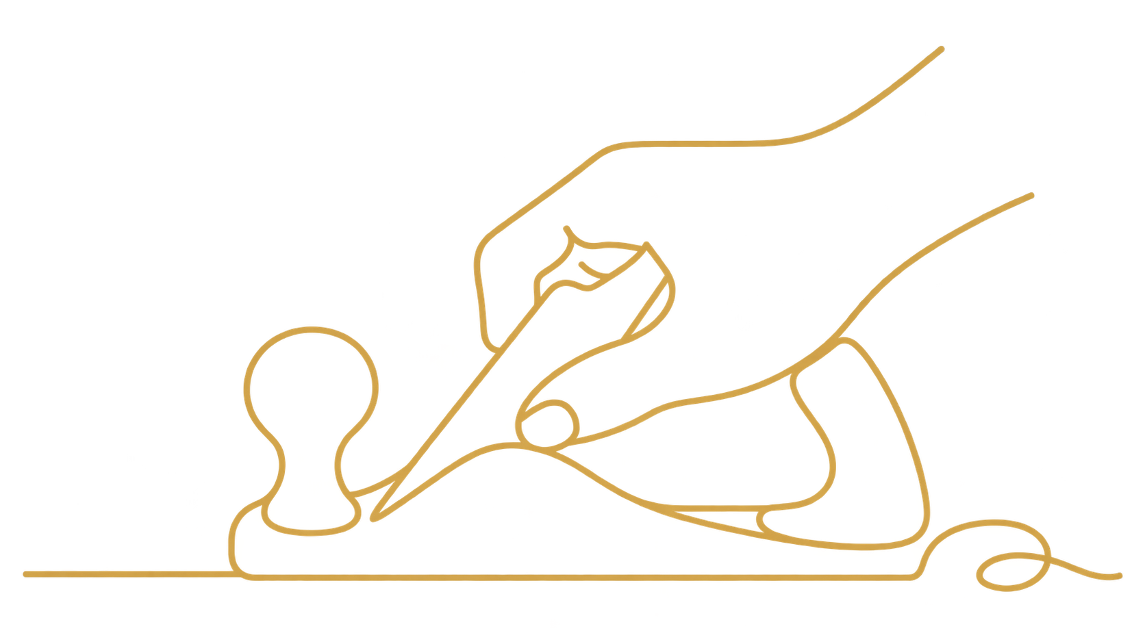 Line-art icon representing the correct use of woodworking tools