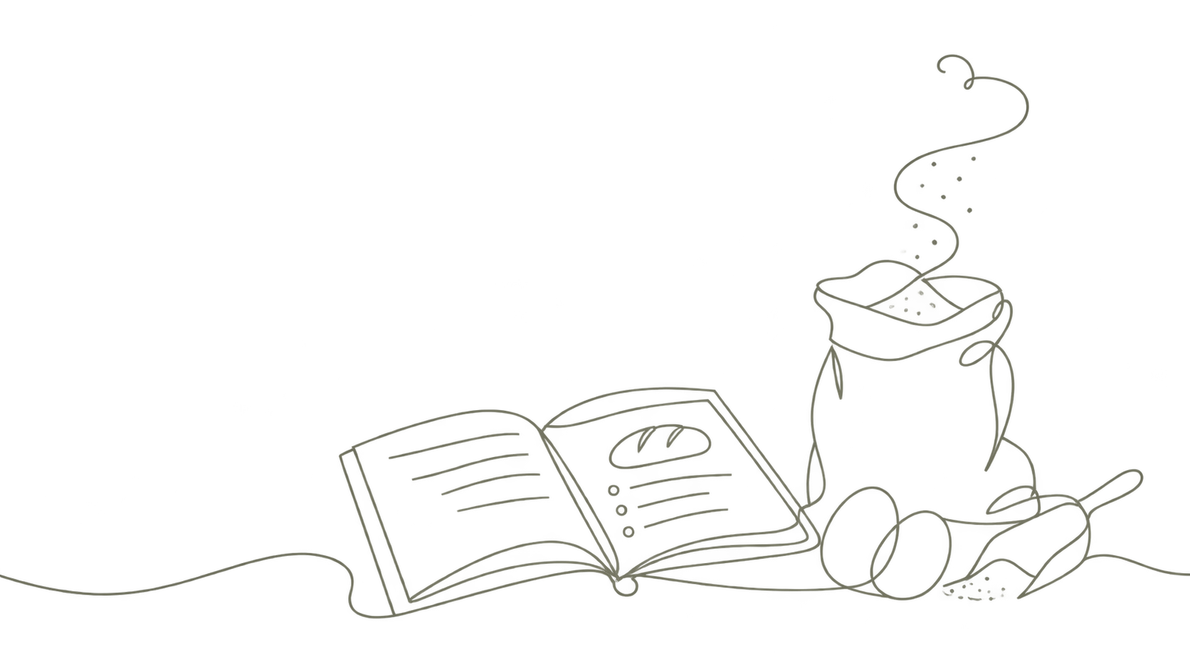Line-art icon representing starting with a recipe