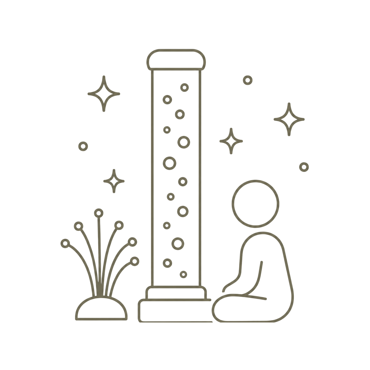 Line-art icon representing a sensory room