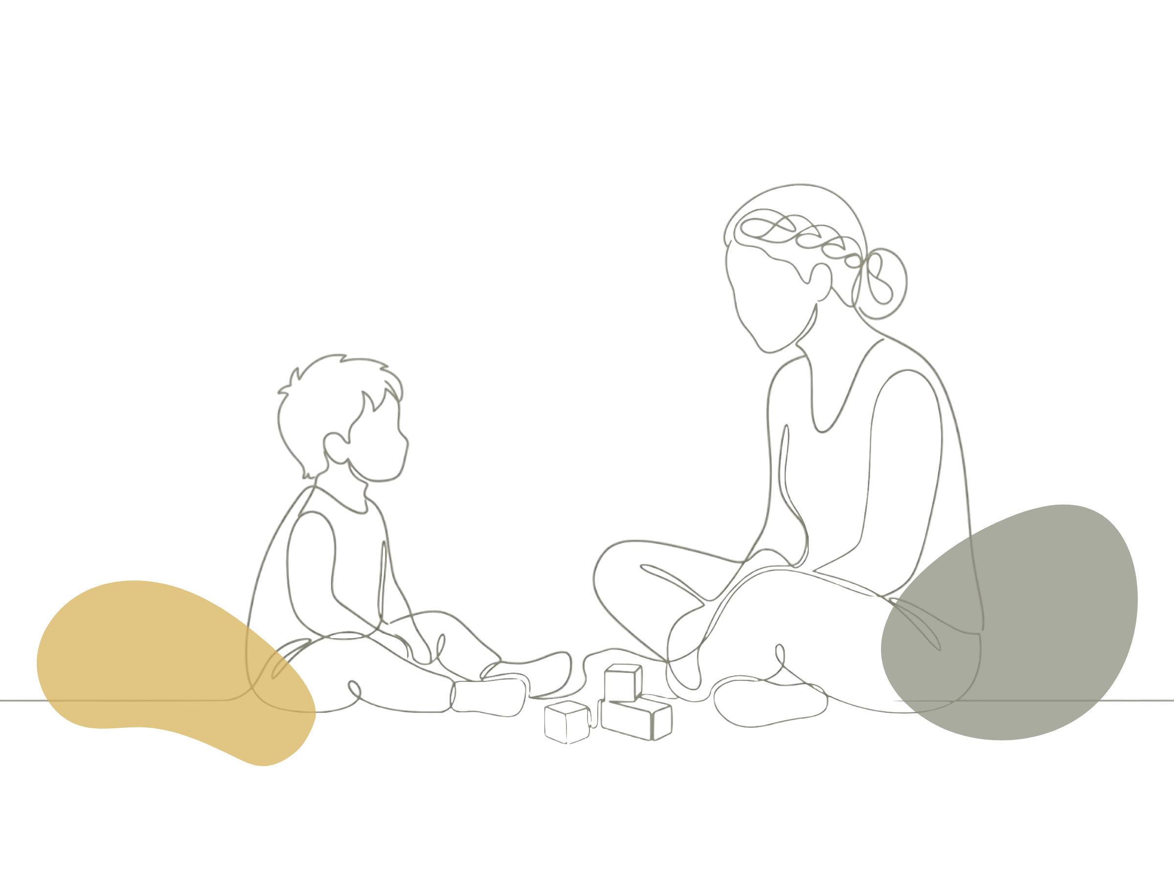 One-line drawing illustrating care at Satya Aspire Center